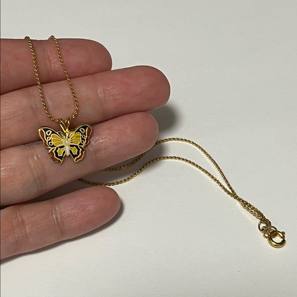 Gold Butterfly Pendant Necklace - Picture 5 of 10